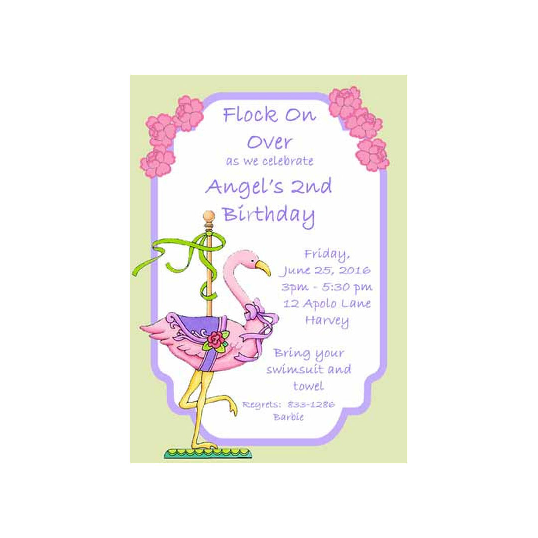 FLAMINGO AND MAY POLE CUSTOM INVITATION