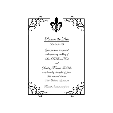 FLEUR DE LIS AND WROUGHT IRON CUSTOM INVITATION