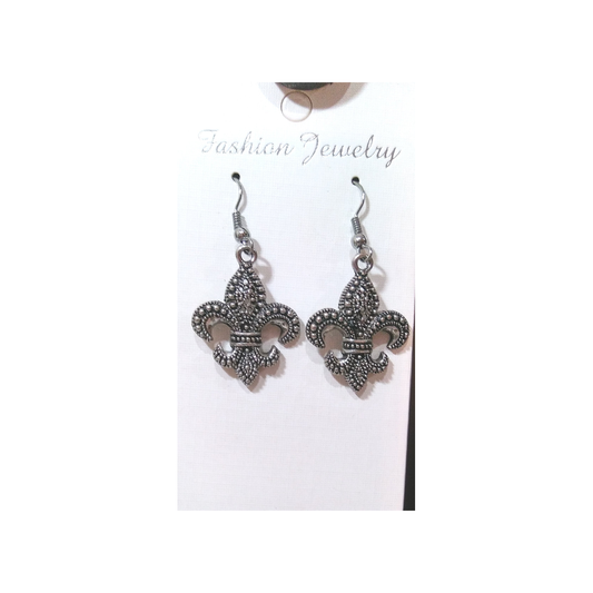 FLEUR DE LIS PEWTER EARRINGS