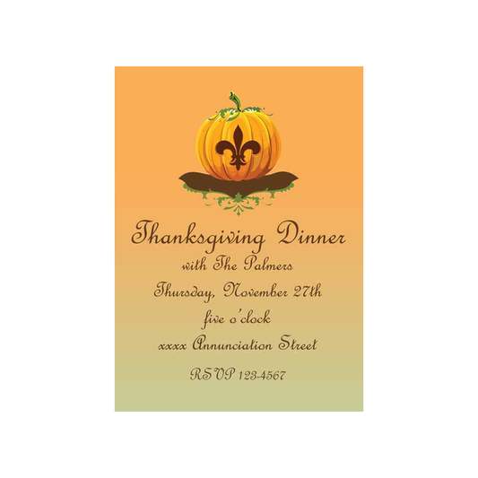 FLEUR DE LIS PUMPKIN WITH BACKGROUND OF FALL COLORS CUSTOM INVITATION