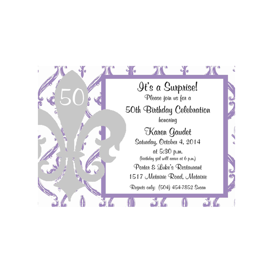 FLEUR DE LIS SILHOUETTE CUSTOM INVITATION