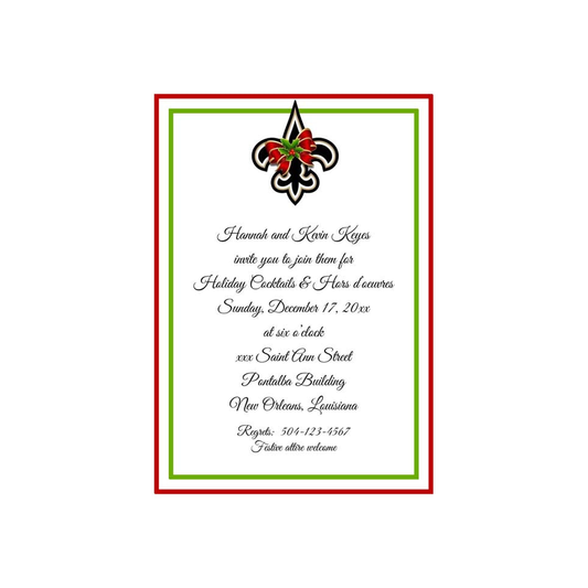 FLEUR DE LIS WITH BOW CUSTOM INVITATION