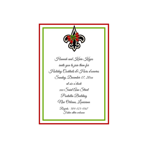 FLEUR DE LIS WITH BOW CUSTOM INVITATION