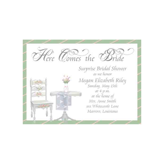 FLORAL CHAIR AND TABLE CUSTOM INVITATION