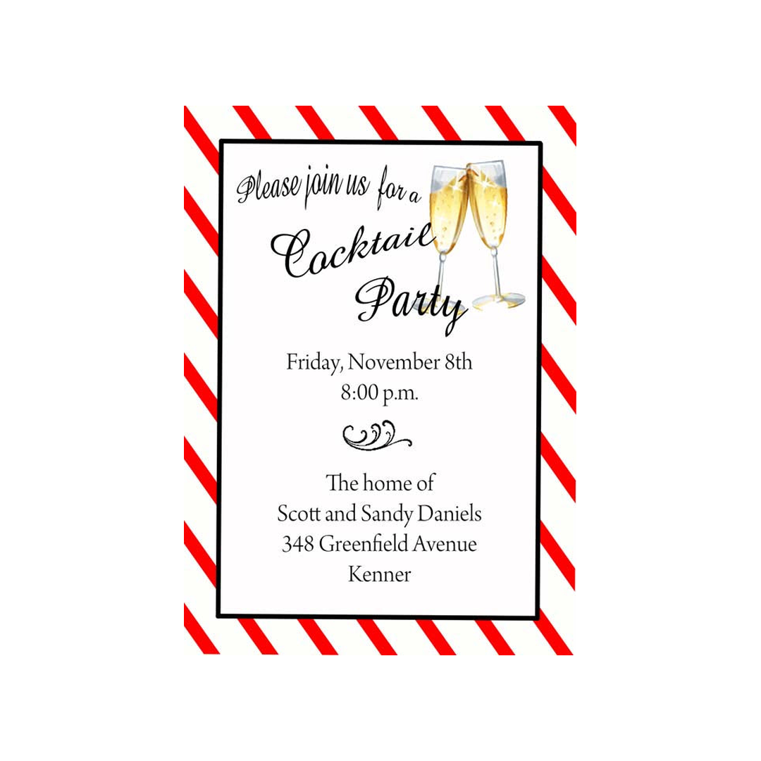 FLUTES WITH DIAGONAL STRIPES CUSTOM INVITATION