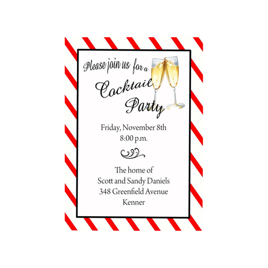 FLUTES WITH DIAGONAL STRIPES CUSTOM INVITATION