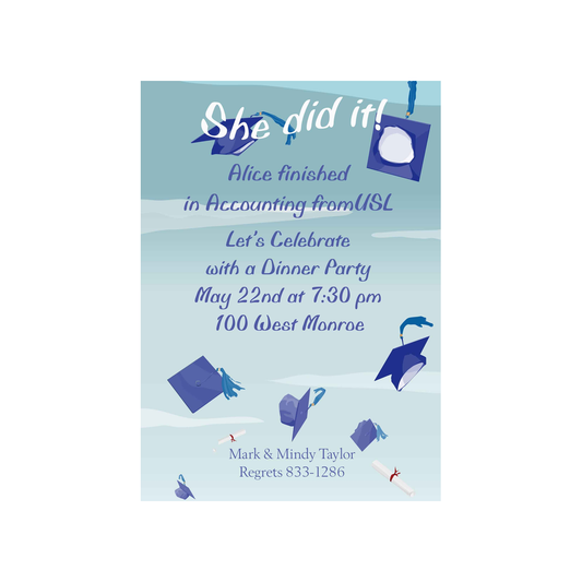 FLYING CAPS 2 GRADUATION CUSTOM INVITATION
