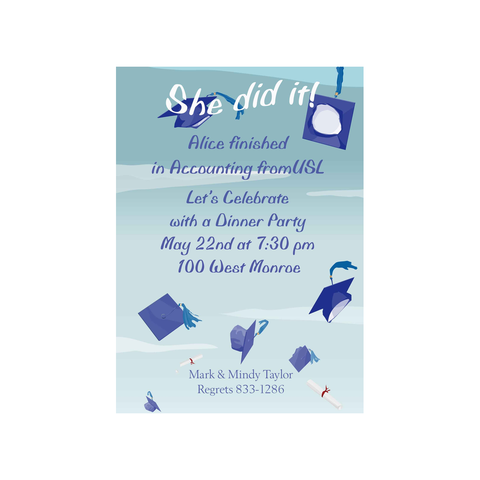 FLYING CAPS 2 GRADUATION CUSTOM INVITATION