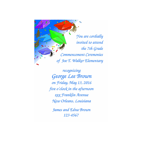 FLYING CAPS GRADUATION CUSTOM INVITATION