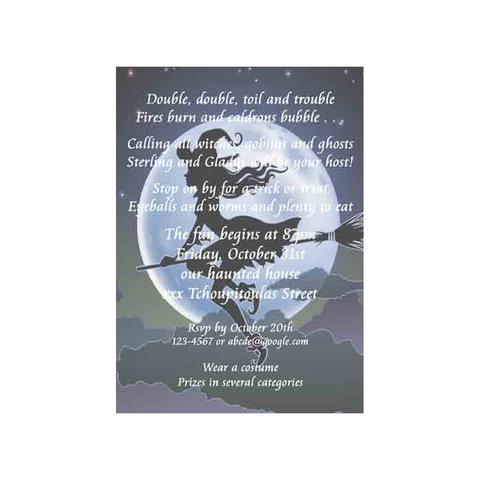 FLYING WITCH SILHOUETTE CUSTOM INVITATION