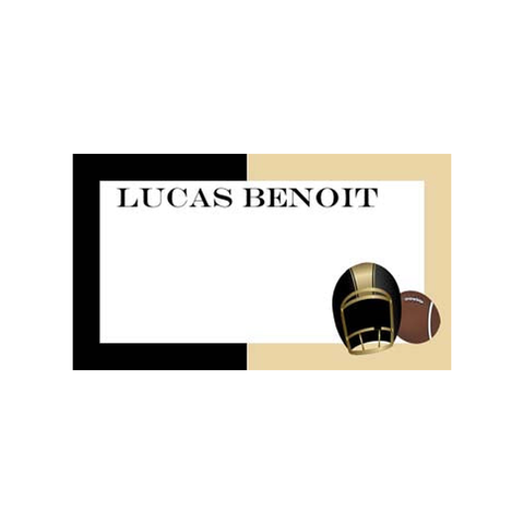 FOOTBALL BLACK GOLD BANDING PERSONALIZED GIFT OR CALLING CARDS
