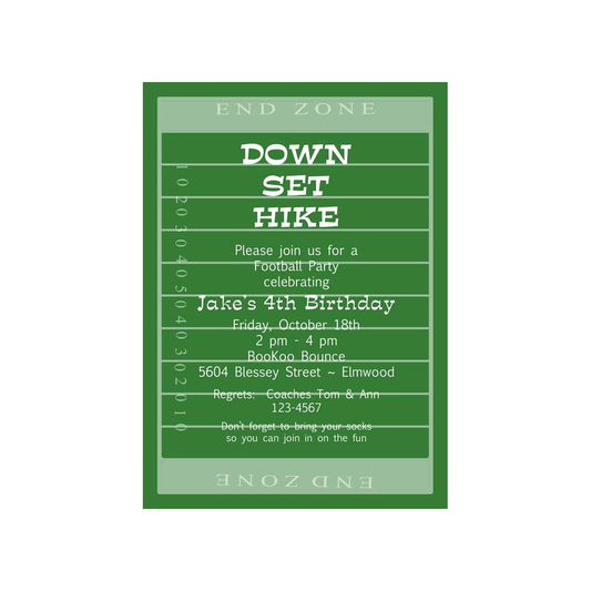 FOOTBALL FIELD CUSTOM INVITATION