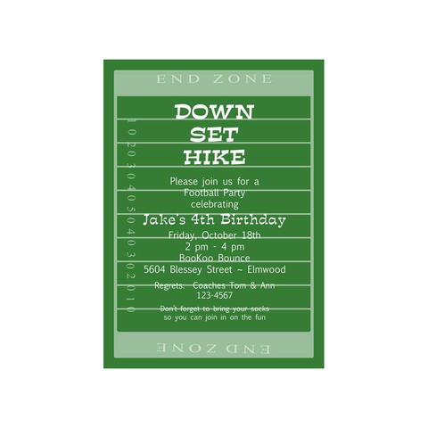 FOOTBALL FIELD CUSTOM INVITATION