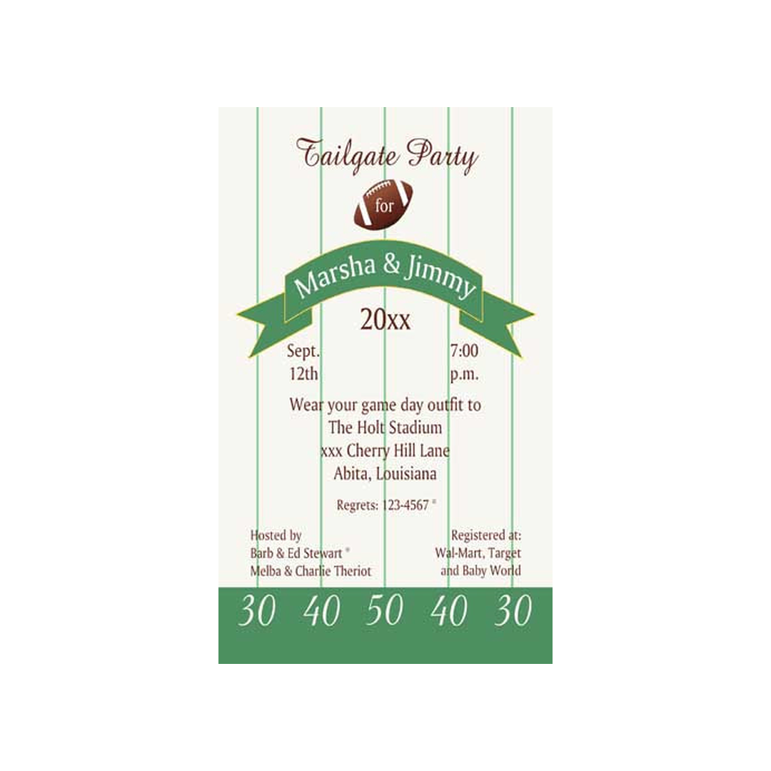 FOOTBALL FIELD SIDELINES CUSTOM INVITATION