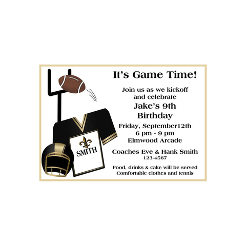 FOOTBALL GOAL, JERSEY AND HELMET CUSTOM INVITATION