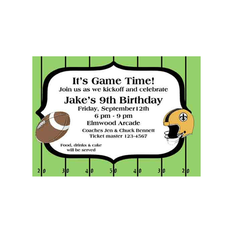FOOTBALL HELMET ON FIELD CUSTOM INVITATION
