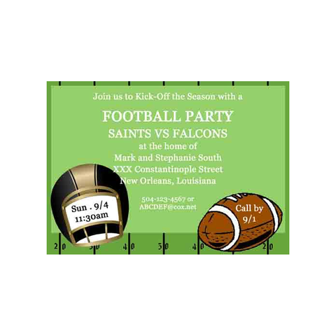 FOOTBALL HELMET ON FIELD MARKINGS CUSTOM INVITATION
