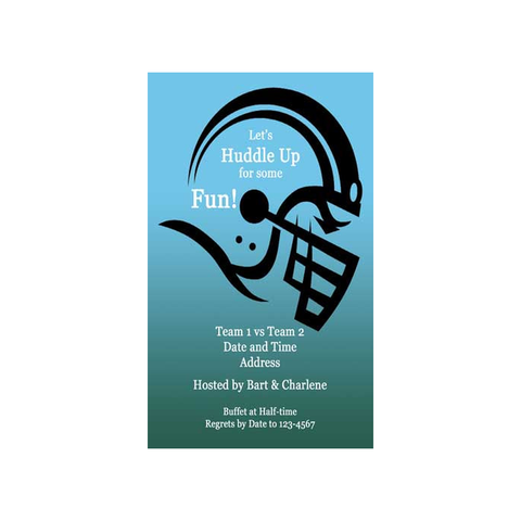 FOOTBALL HELMET SILHOUETTE CUSTOM INVITATION