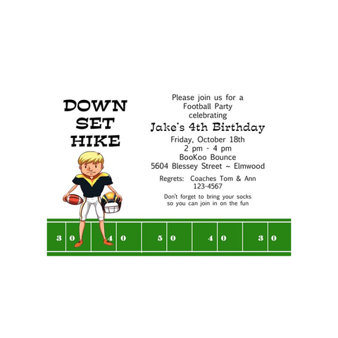 FOOTBALL PLAYER CUSTOM INVITATION