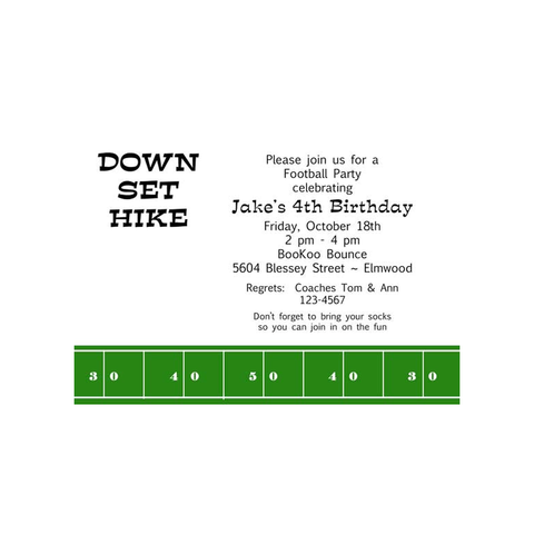 FOOTBALL SIDELINE CUSTOM INVITATION