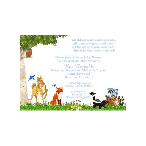 FOREST ANIMALS CUSTOM INVITATION