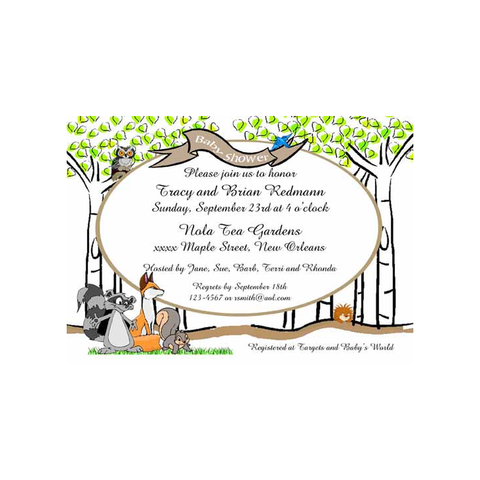 FOREST ANIMALS  CUSTOM INVITATION