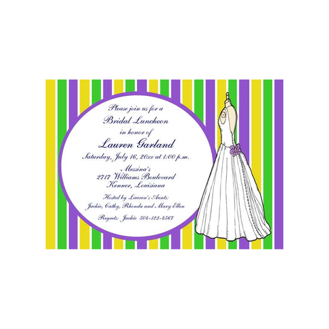 FORMAL GOWN ON STRIPE BACKGROUND CUSTOM INVITATION