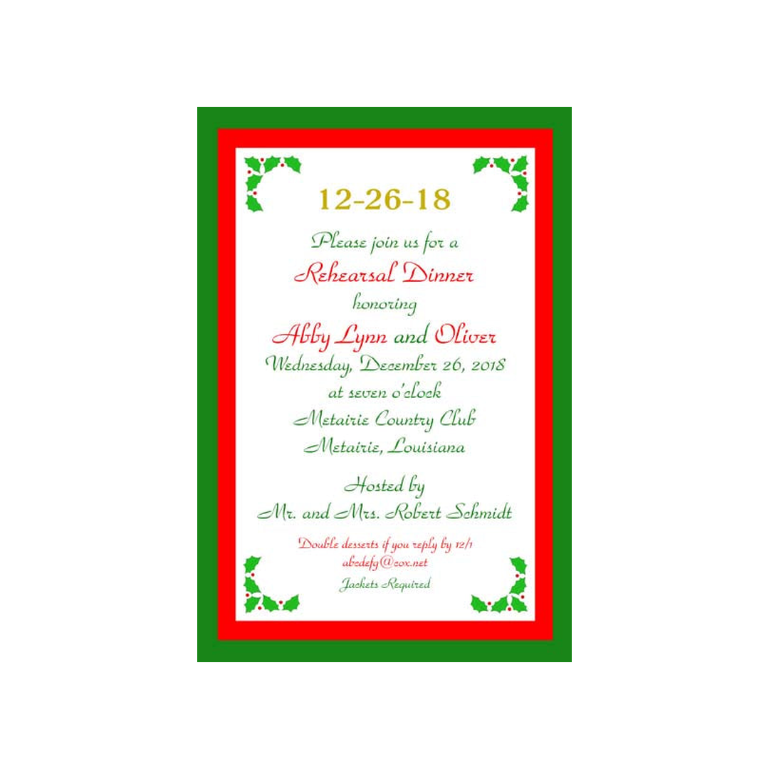FOUR CORNER HOLLY CUSTOM INVITATION