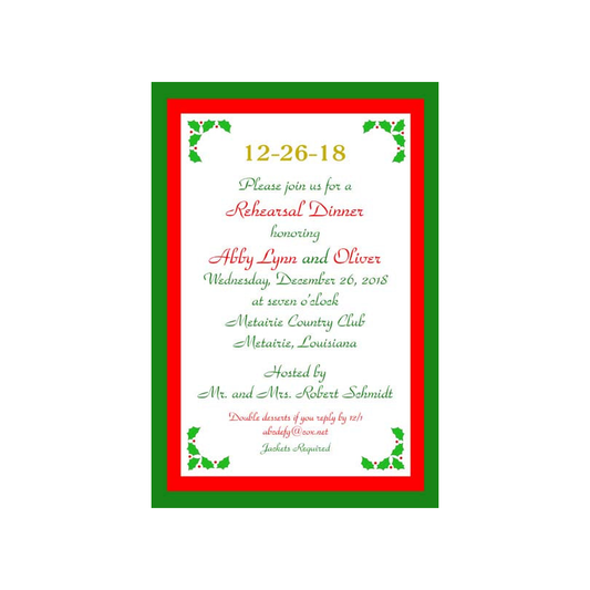 FOUR CORNER HOLLY CUSTOM INVITATION