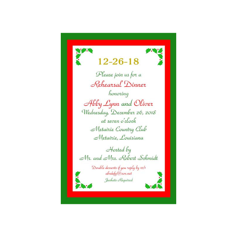 FOUR CORNER HOLLY CUSTOM INVITATION