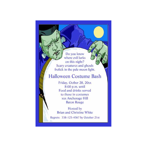 FRANKENSTEIN BEHIND TOMBSTONE CUSTOM INVITATION