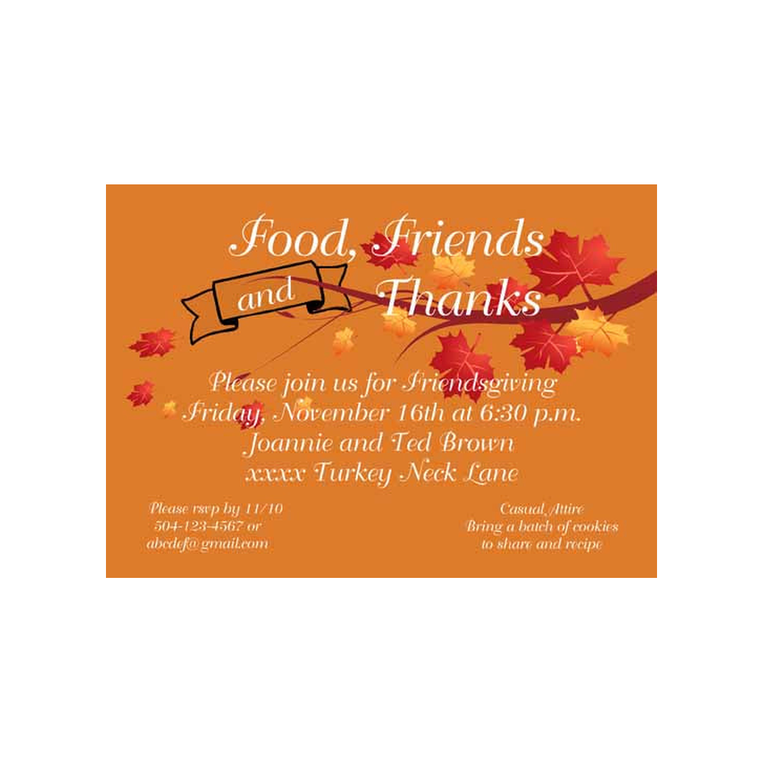 FRIENDS GIVING LEAVES CUSTOM INVITATION