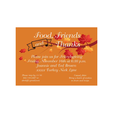 FRIENDS GIVING LEAVES CUSTOM INVITATION