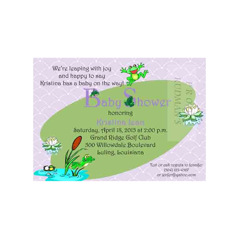 FROGS ON A LILY PAD CUSTOM INVITATION