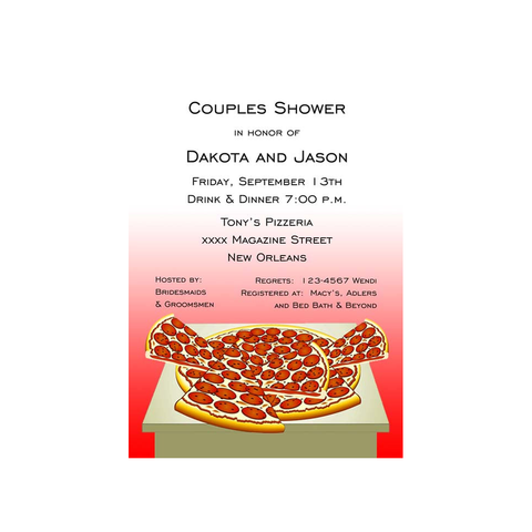 FULL PIZZA ON TABLE CUSTOM INVITATION