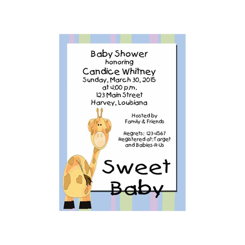 FUNNY GIRAFFE CUSTOM INVITATION