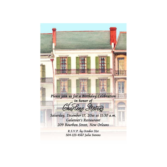 GALATOIRE'S RESTAURANT VERTICAL FADE-OUT CUSTOM INVITATION
