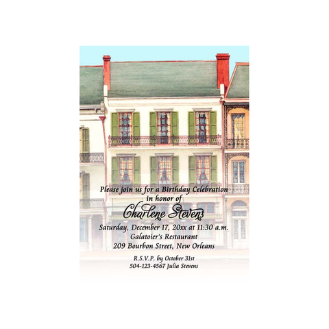GALATOIRE'S RESTAURANT VERTICAL FADE-OUT CUSTOM INVITATION