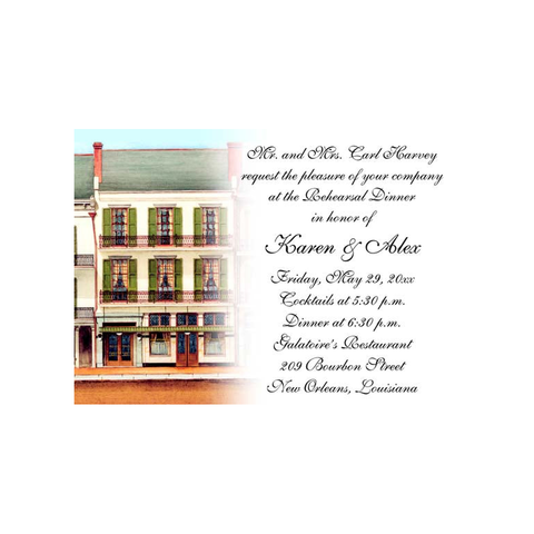 GALATOIRE'S RESTAURANT WITH FADE-OUT CUSTOM INVITATION