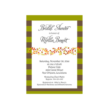 GARLAND OF LEAVES AND STRIPES CUSTOM INVITATION