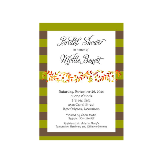 GARLAND OF LEAVES AND STRIPES CUSTOM INVITATION