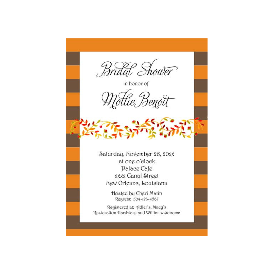 GARLAND OF LEAVES AND STRIPES CUSTOM INVITATION
