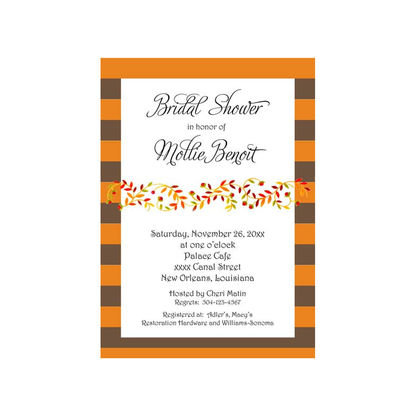 GARLAND OF LEAVES AND STRIPES CUSTOM INVITATION