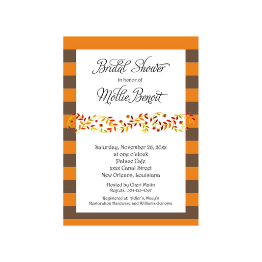 GARLAND OF LEAVES AND STRIPES CUSTOM INVITATION