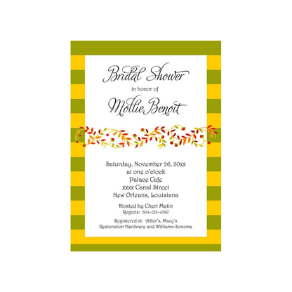 GARLAND OF LEAVES AND STRIPES CUSTOM INVITATION