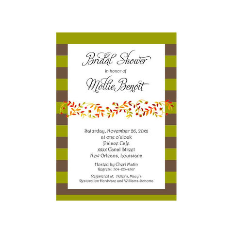 GARLAND OF LEAVES AND STRIPES CUSTOM INVITATION