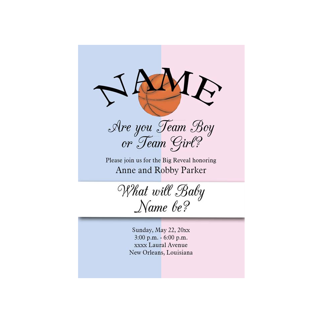 GENDER REVEAL PINK AND BLUE SPORTS BALLS CUSTOM INVITATION
