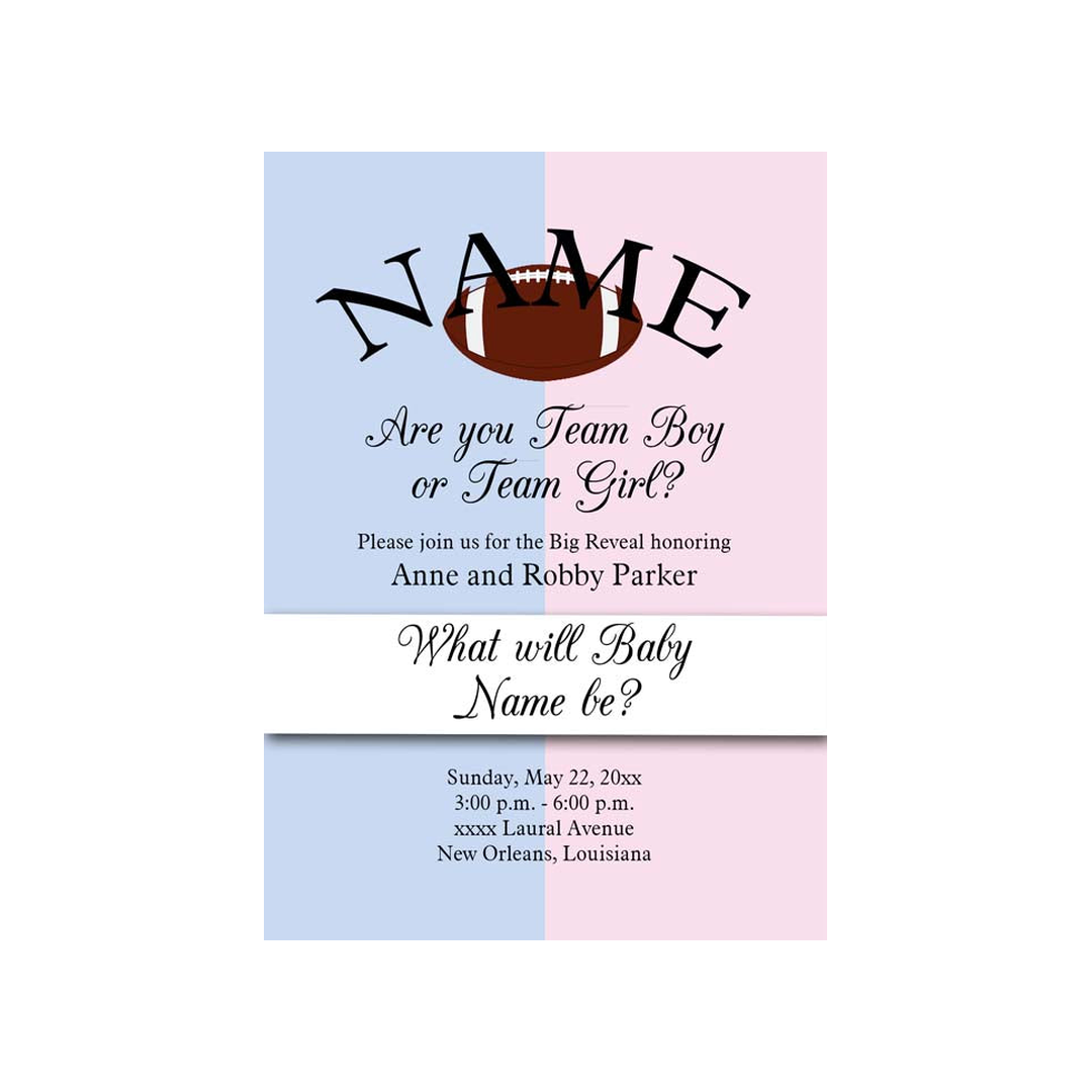 GENDER REVEAL PINK AND BLUE SPORTS BALLS CUSTOM INVITATION