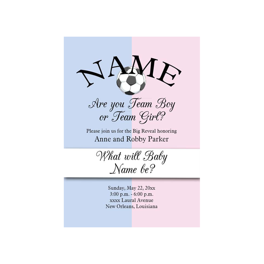 GENDER REVEAL PINK AND BLUE SPORTS BALLS CUSTOM INVITATION