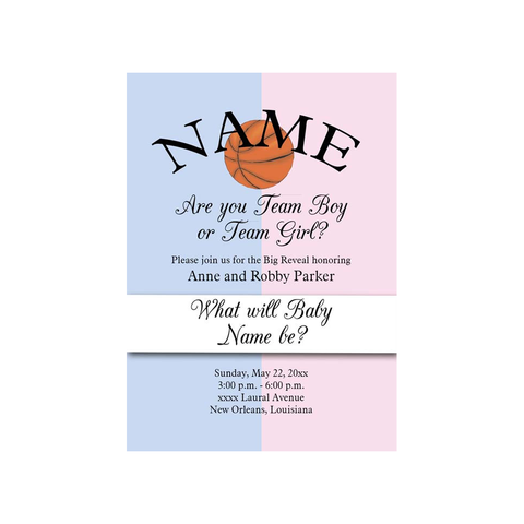 GENDER REVEAL PINK AND BLUE SPORTS BALLS CUSTOM INVITATION
